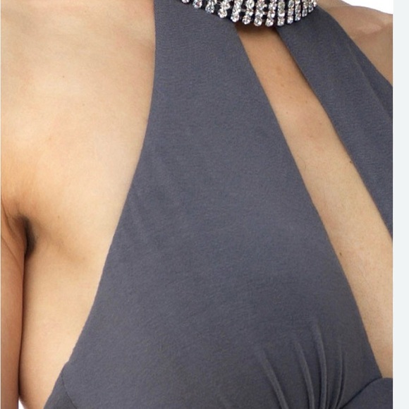 SKY MAXI DRESS with rhinestone choker, NEW! SZ Large - Picture 5 of 5